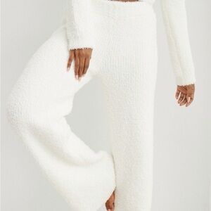 Aerie Cozy Knit Wide-Leg Pants - White